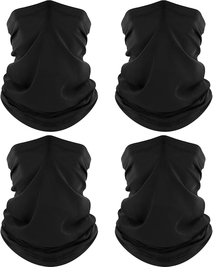 ROXUN 4 Pack Neck Gaiter, Cooling Breathable Face Mask UV Protection Scarf Hiking Bandana for Men/Women