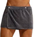 Men Boys Soft Wearable Bath Towel Short Pants Adjustable Mircofiber Towel Pool Beach Spa Bathing Shower Cover Up Wrap Around Towel (Grey)