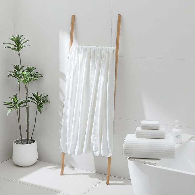YTYC 39x78 Bath Sheets Extra Large Bath Towels for Adults Super Soft Absorbent Microfiber Oversized Bathroom Towels - White,2 PCS