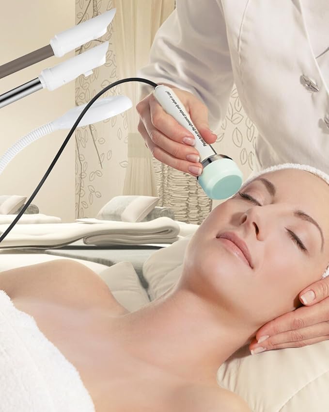 Professional 4-in-1 Facial Steamer with Hot and Cold Nozzles and 5X LED Magnifying Lamp and Ultrasonic Equipment—Ideal for Estheticians and Beauty Professionals, for Use at Home or in the Salon