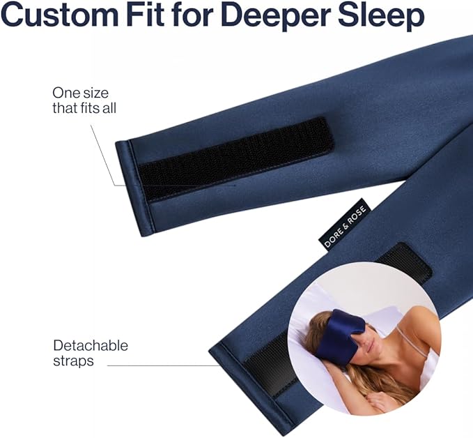 Dore & Rose Deep Sleep Mask for Women and Men - 23 Momme Mulberry Silk Eye Mask for Sleeping and Travel, 100% Blackout, Adjustable Strap, Cooling Soft Black Silk Eyemask Award-Winning Luxury