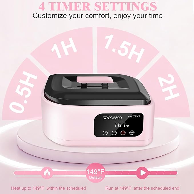 Beauty Star Paraffin Wax Machine for Hands and Feet – 3500ml Large Capacity with Auto Timer & Keep Warm Function – Moisturizing Kit for Arthritis Relief, Dry Skin, and Spa Home Use (Pink)