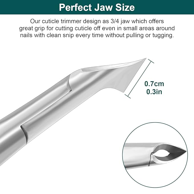 CGBE Cuticle Trimmer, 3/4 Jaw Extremely Sharp Cuticle Nippers, Professional Nail Cuticle Trimmer Tools, Non-slip Silicone Handle Cuticle Clipper for Nail Care Pedicure Manicure Nail (Black)