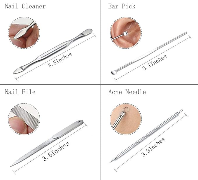 Manicure Set Professional Nail Clippers Kit Pedicure Care Tools- Stainless Steel Grooming Kit 12Pcs for Travel or Home (Pink)