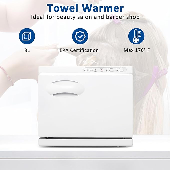 Winado Hot Towel Warmer Cabinet, 8L Thermostatic Towel Heater, 2-in-1 Mini Hot Bath Towel Warmer for Facials Massage, Esthetician, Salon Beauty, Spa Barbershop, White