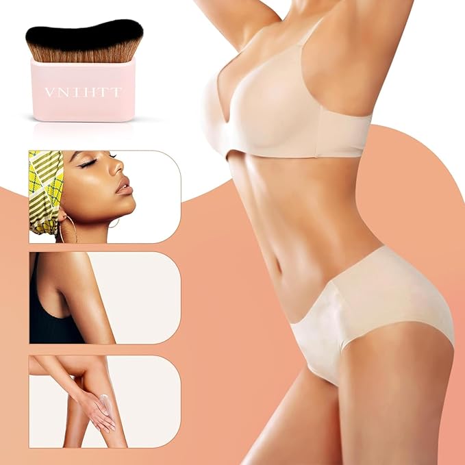 Self Tanner Brush for Face & Body - Kabuki Applicator for Self Tanning,Fake Tan,Sunscreen, Makeup - Bronzer & Blending Brush for Spray Tan & Body Foundation(with Box)