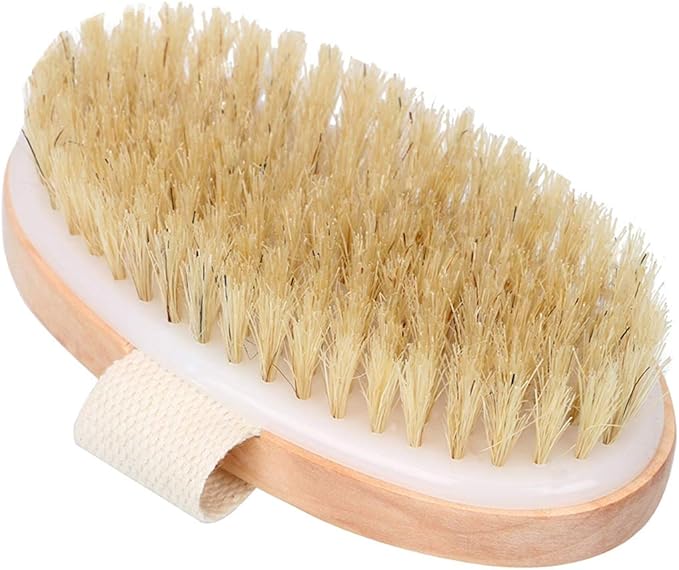 Angel Kiss Dry Brushing Body Brush for Lymphatic Drainage - Natural Bristles Dry Brush to Remove Dry Skin and Improves Blood Circulation, Body Exfoliator Scrubber for Glowing Skin - Medium Firmness