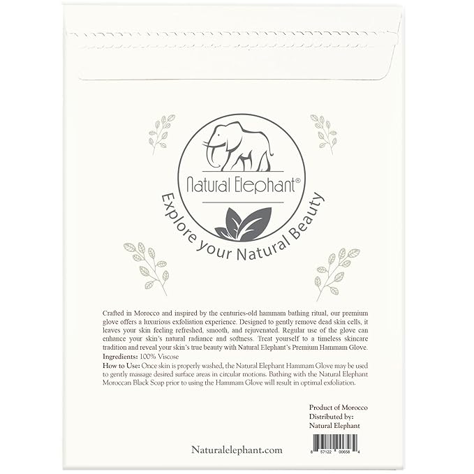 Natural Elephant Premium Kessa Hammam Glove and Moroccan Black Soap with Eucalyptus Essential Oil 200g (7oz) Combo Spa Exfoliation Kit