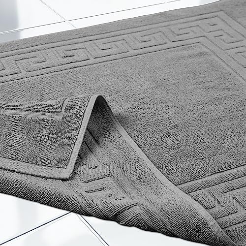 Superior Heavyweight Cotton Bath Mats, Bath Rugs For Bathroom Accessories, Washable Rug For Shower, Bath, Toilet, Modern Decor, No Backing, Luxury Hotel And Spa Quality, Set of 2, 22" x 35", Silver - Image 5
