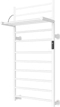 Foldable Heated Towel Rack, Dual-Zone Electric Towel Warmer Rack with Timer, GFCI Plug-in or Hardwired, Wall-Mounted, Drill-Free Installation, Matte White, CA3-1100X550-Standard-MW