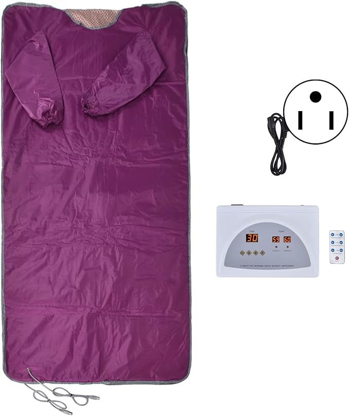 Srliya Far Infrared Sauna Blanket, Portable Detox Body Slimming Blanket with Moxibustion Magnet C 650W Fast Heating, for Home Spa Relaxation (US Plug 110V)