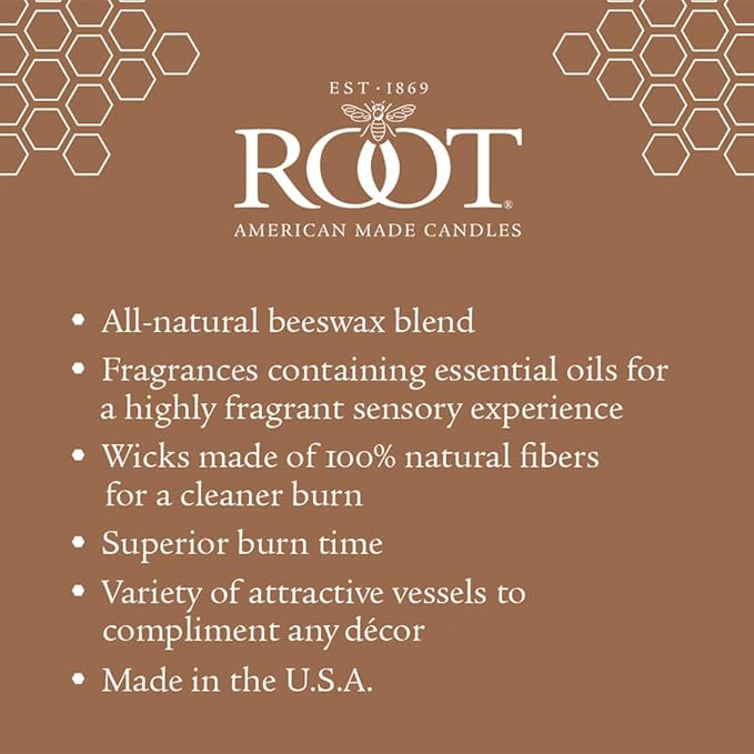 Root Candles Scented Candles Honeycomb Veriglass Premium Handcrafted Beeswax Blend Candle, Large, Tea Leaf & Honey