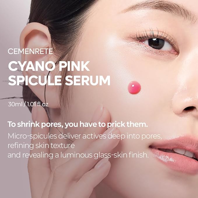 Dr.Melaxin Cyano Pink Spicule Serum with Vitamin B12, Liquid Microneedle Facial Treatment for Enlarged Pores, Niacinamide for Texture Refining & Renewal, 1.01 fl.oz