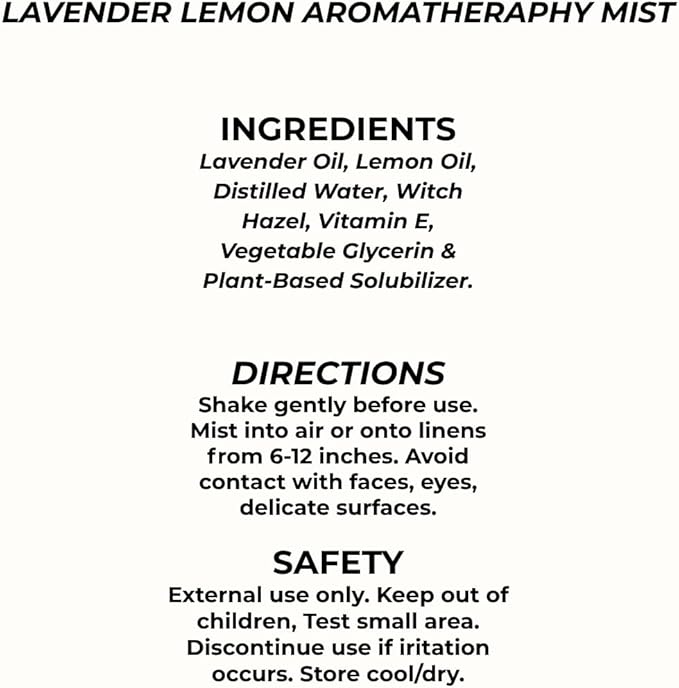 AIYE Essentials Lavender and Lemon Essential Oil Spray, 100% Pure Aromatherapy Mist, Linen & Room Spray 4 fl oz, 120 ml