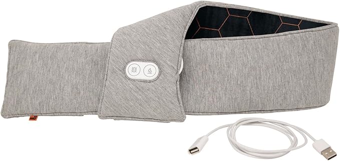 Calming Heat Neck Wrap by Sharper Image with Power Pack | Weighted Copper & Charcoal, Heating Pad, Auto Shut-Off Feature, Gift for Holidays, Women & Men | 3 Heat & 3 Vibrating Massage Settings
