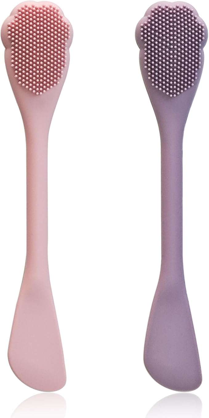 2 Pack Facial Cleansing Brush Set, 2-in-1 Cat Paw Silicone Face Scrubber. Used for Exfoliation, Massagem, Blackhead Removal, and Boby Lotion Application, Cleansing Skincare Tool