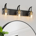 Black 3-Light Vanity Light with Clear Glass Shades, 23.62'' Industrial Black Gold Bathroom Wall Lights for Bedroom Hallway Living Room Kitchen