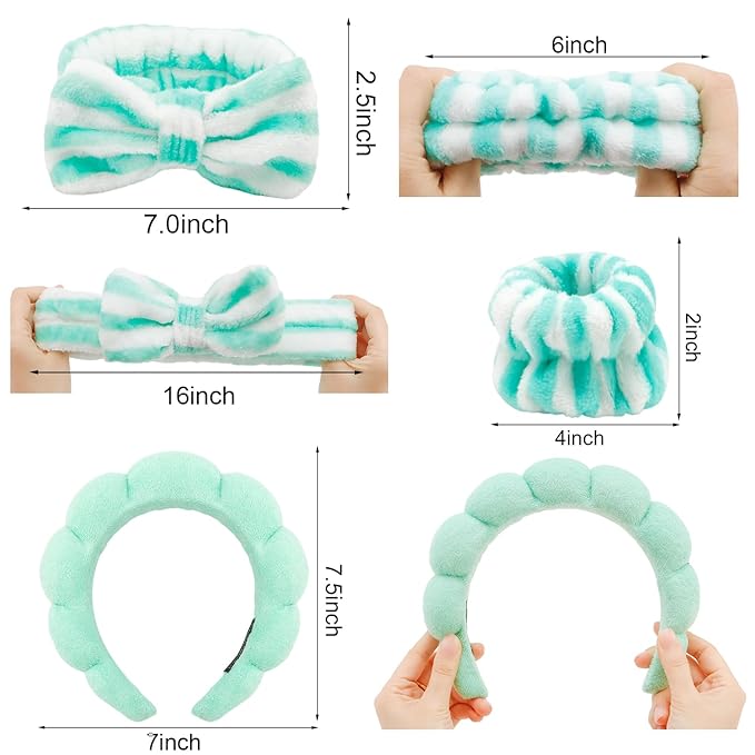 Chanaco Spa Headband, Makeup Headband with Wrist Towels, Hair Accessories for Women and Girls