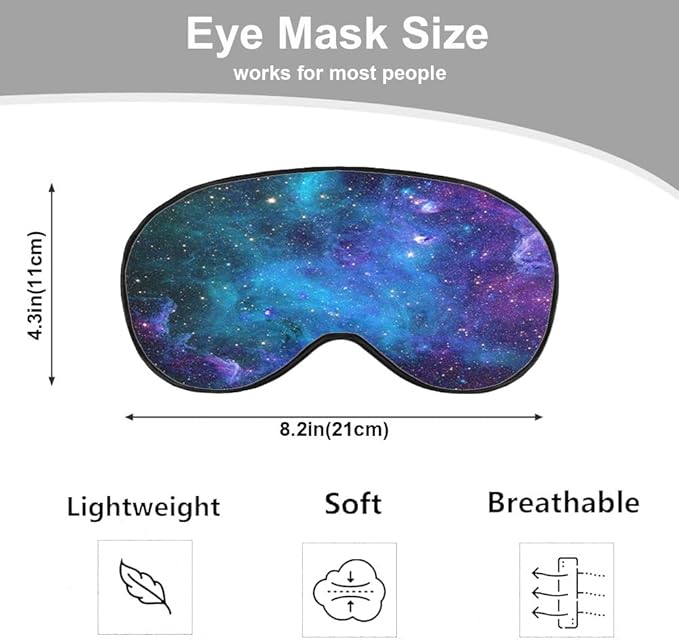 Galaxy Stars Silk Eye Mask Sleep Mask Abstract Space Blue Purple Nebula Starry Sky Eye Mask with Adjustable Strap Lightweight for Women Work Travel Night Sleep