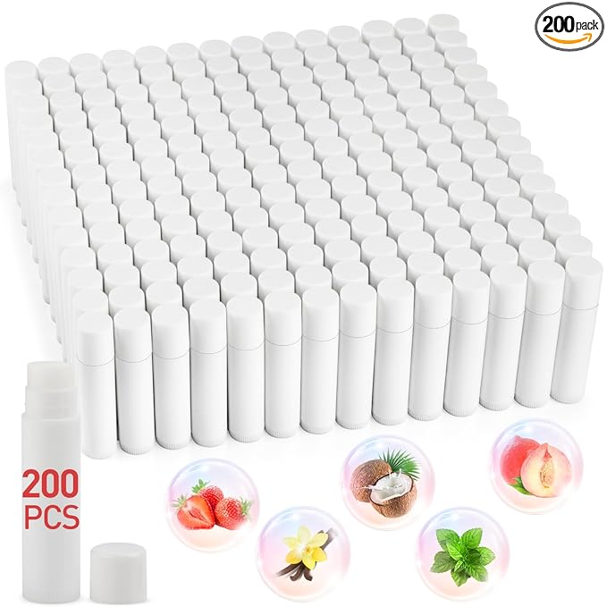 DMSKY Lip Balm Bulk Unlabeled 200 Pack, Natural Ingredients Vitamin E Shea Butter, Custom Chapstick Bulk For Party Favors & Wedding Favors