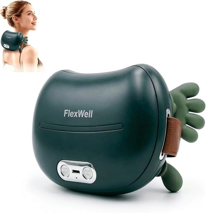 Neck Massager for Pain Relief, 4D Shiatsu Deep Tissue Neck and Shoulder Massager, Bionic Neck Shoulder Massager with Hand Kneading, Massager with Little Hands for Home & Office (Green)