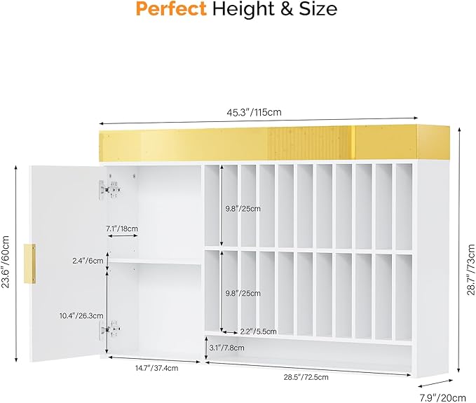 OmySalon Hair Color Organizer Rack, Professional Wall Mounted Salon Station, Barber Storage Cabinet with Adjustable Shelves, Hair Dye Tubes Display for Beauty Spa, Barbershop, White