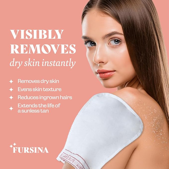 Exfoliating Glove (2 PCS) - Turkish Hammam Mitt for Bath, Exfoliating Body Scrubber Mitt, Dead & Dry Skin Remover for Body, Great for Spray Tan Removal, Smooth Skin Surface