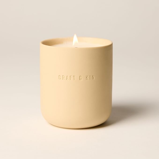 Craft & Kin Scented Candles | Soy Blend with Cotton Wick | Long-Lasting Holiday Candle, 40-Hour Burn | Ceramic Jar, Perfect & Winter Candles Home Scent (10 oz, Neroli & Jasmine)