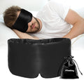 Silk Sleep Mask for Women Men, Mulberry Silk Eye Sleeping Mask & Blindfold with Adjustable Strap, Blackout Eye Cover for Sleep Travel Yoga Nap, Large Size, Black