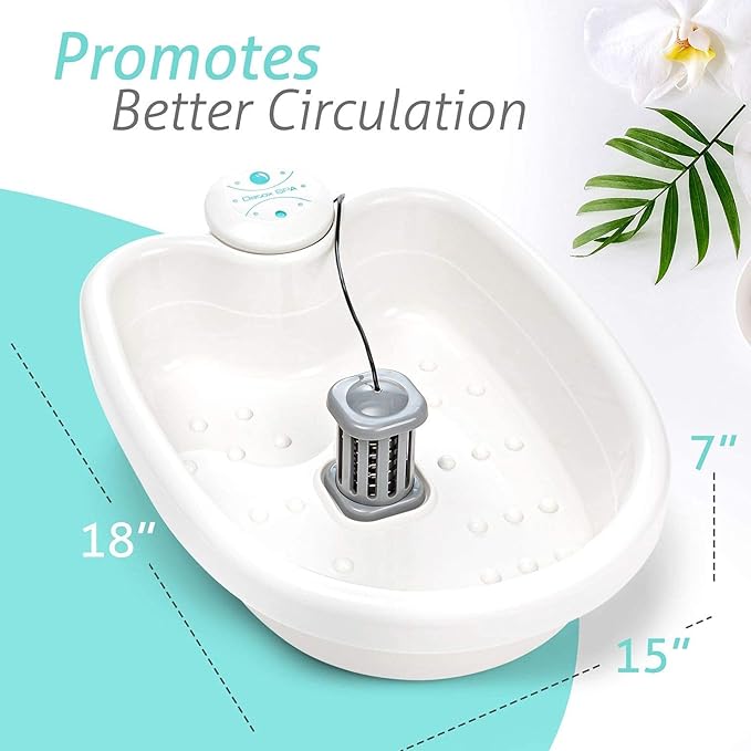 BioEnergizer Foot Spa Pro | Foot Bath Basin Machine for Cramped Muscles, Aching Feet, Stimulates Blood Flow, & Hydrates Skin | Comes w/Sea Salt & 30 Basin Liners (Foot Spa Pro)
