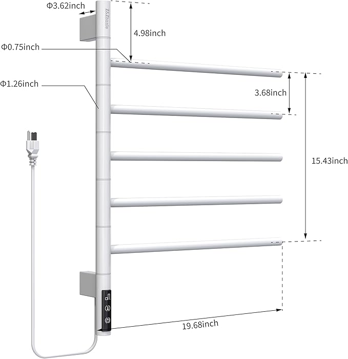 Z&Zhanle Heated Towel Racks for Bathroom - Warmers Rotating Electric Warmer with Built - in Timer, Hard-Wired/Plug-in,Whitek (White)
