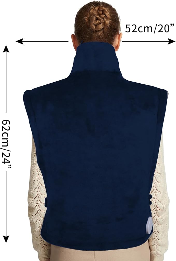 26" x 35" Flannel Neck&Shoulder&Back Heating Pad with 12 Temperature Settings&Countdown Timer, Pain Relief for Back/Neck/Shoulders/Menstrual Pain(Navy Blue)