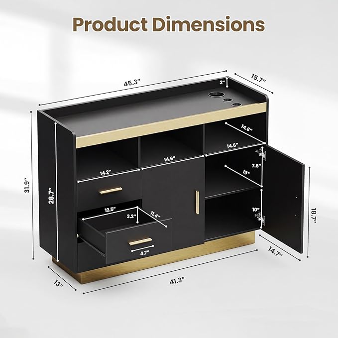 Salon Storage Cabinet Barber Station, Freestanding Hair Styling Station with 3 Drawers, 3 Hot Tool Holders & Open Shelves, Beauty Salon Spa Equipment