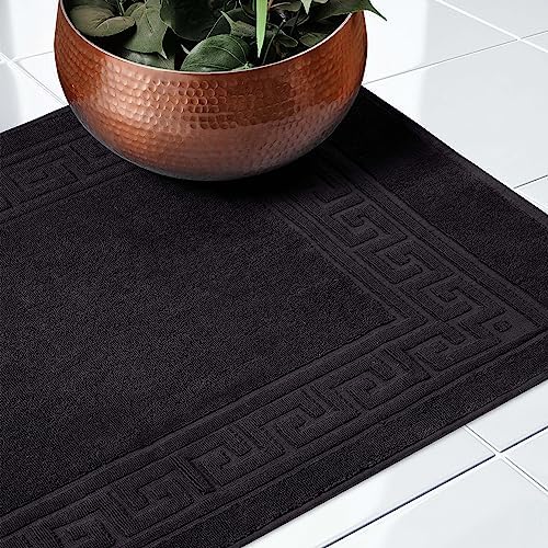 Superior Heavyweight Cotton Bath Mats, Bath Rugs For Bathroom Accessories, Washable Rug For Shower, Bath, Toilet, Modern Decor, No Backing, Luxury Hotel And Spa Quality, Set of 2, 22" x 35", Black - Image 6