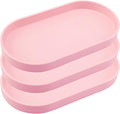 Pink Small Tray (10 inch), 3 Pack Oval Tray for Bathtub Bathroom Vanity Items, Countertop Organizer, Soap, Perfume.