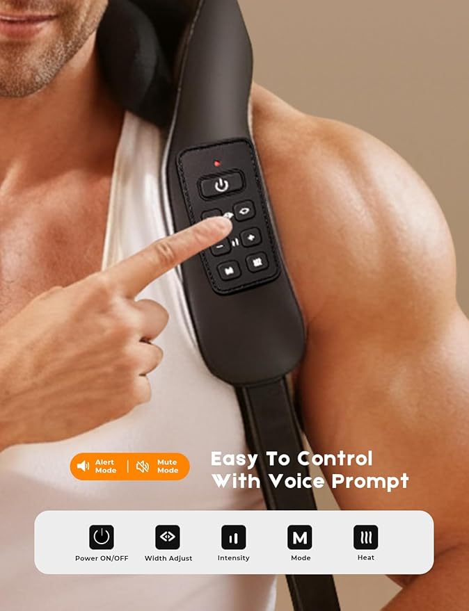 Shiatsu Neck Massager with Heat for Pain Relief Deep Tissue, Upgraded Adjustable Width 4D Kneading Shoulder Massage, Electric Back Massage Pillow, Gifts for Women Men Mom Dad, Mothers Day