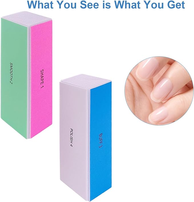 4 Way Nail Buffer Block (6 pcs), Nail Shine Buffers Blocks Files for Natural and Acrylic Nails Smoother Buffing Block Polisher Fingernail File Buffer 120/240/600/3000 Grit for Buffing Shinning