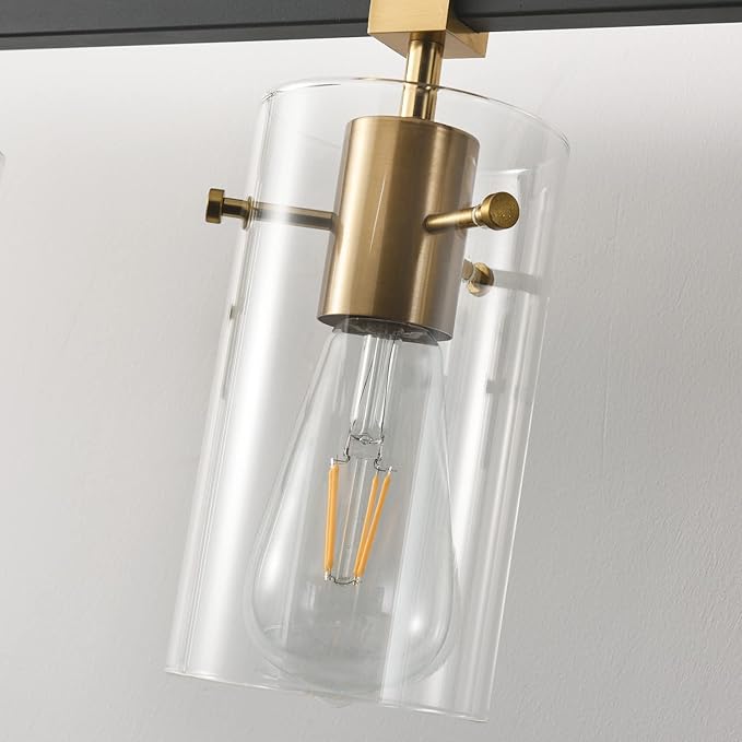 SOLFART 1 Light Vintage Vanity Light Bathroom Light Fixture Over Mirror for Bath Glass Shade Wall Light Black and Brass Lighting Fixture