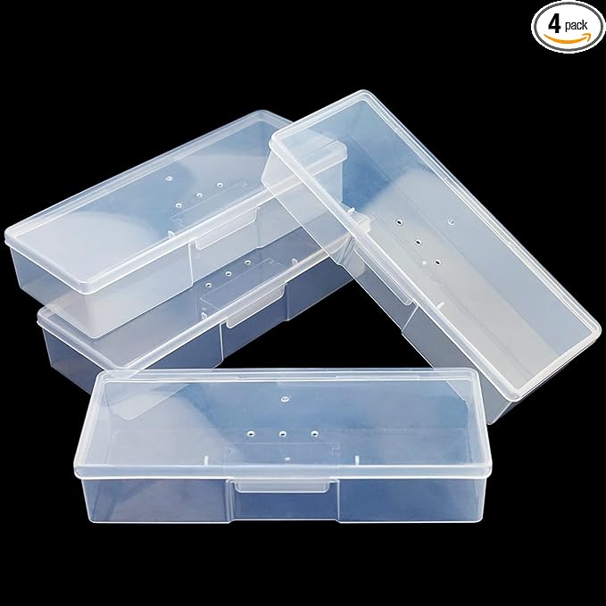 Lokyango Clear Manicure Tool Box, Personal Nail Box Storage Case for Organizing, Plastic Nail Tool Box for Manicure Pedicure Kit (4pcs)