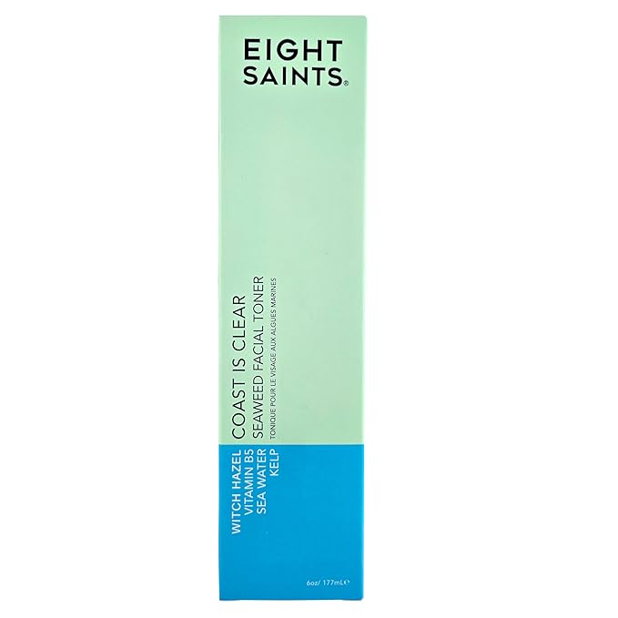 Eight Saints Coast is Clear Seaweed Anti Aging Face Toner, Alcohol Free Toner for Face, Minimizes Large Pores and Redness, with Witch Hazel, Sea Water, and Kelp, 6 Ounces
