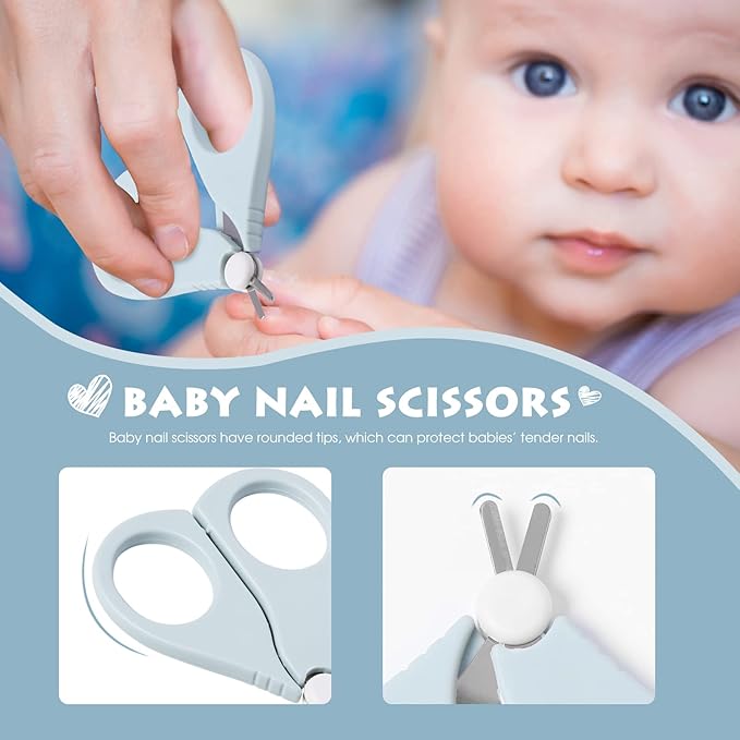 Baby Nail Clippers Set with Cute Case, Infant Fingernail and Toenail File Kit for Newborn Manicure and Pedicure, New Mom Grooming Gift
