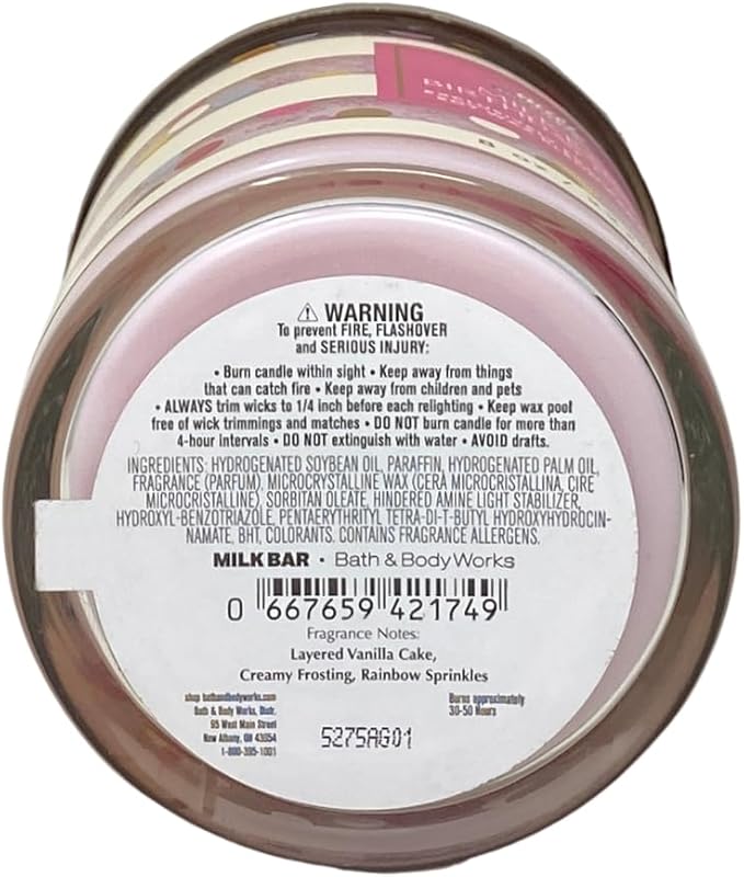 Bath & Body Works Milk Bar Birthday Cake 2 Single Wick Scented Candles with a Natural Oats Sample Soap