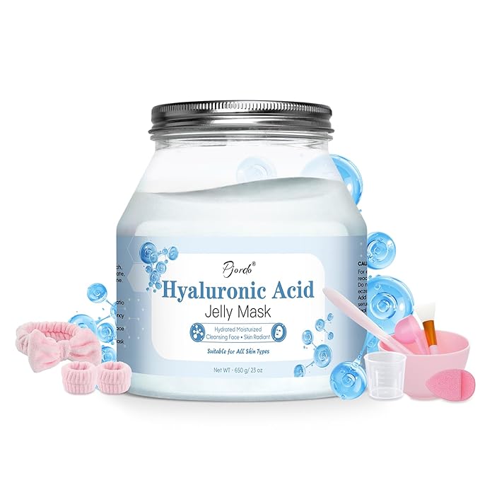 Pjordo Jelly Masks Set for Facials Professional, Hyaluronic Acid Jelly Mask Powder with Mixing Bowl Set, Peel Off Hydrojelly Mask for Moisturizing & Deep Hydration, Spa Use for All Skin