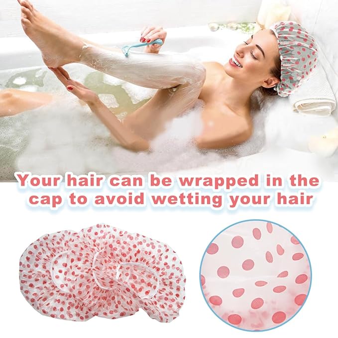 18Pcs Plastic Shower Caps for Women Waterproof Bath Caps Bathing Hair Cap Reusable Shower Caps for Shower,Spa,Salon,Housework,Girls,Home,Travel (Pink)
