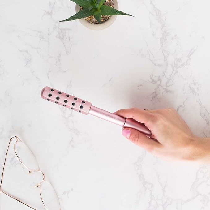 Radiance Roller – Germanium Stone Facial Massage Tool/Wand Face Roller for Lifting, Sculpting, De-Puffing, Glow Boost, Energizing & Cooling Effect (Rose Gold)