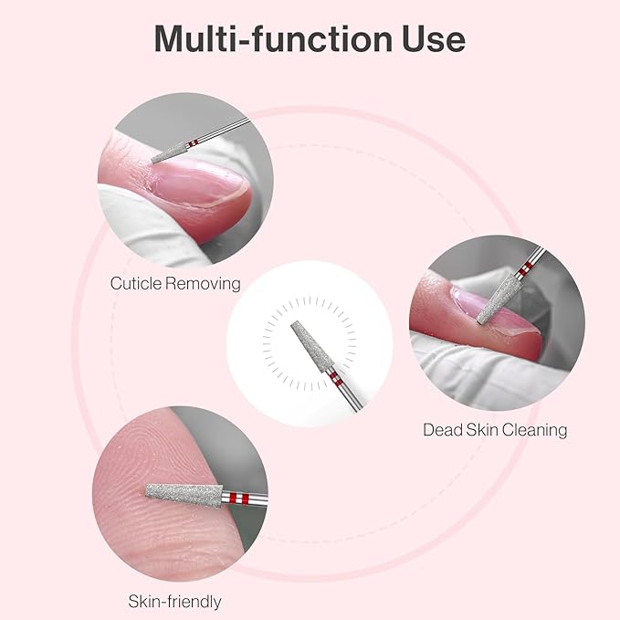 MelodySusie 4mm Long Tapered Barrel Cuticle Clean Nail Drill Bit 3/32'', Professional Safety Carbide Diamond Under Nail Cleaner for Cuticle Dead Skin Nail Prepare, Beginners Bits, Series Bit-S, Fine