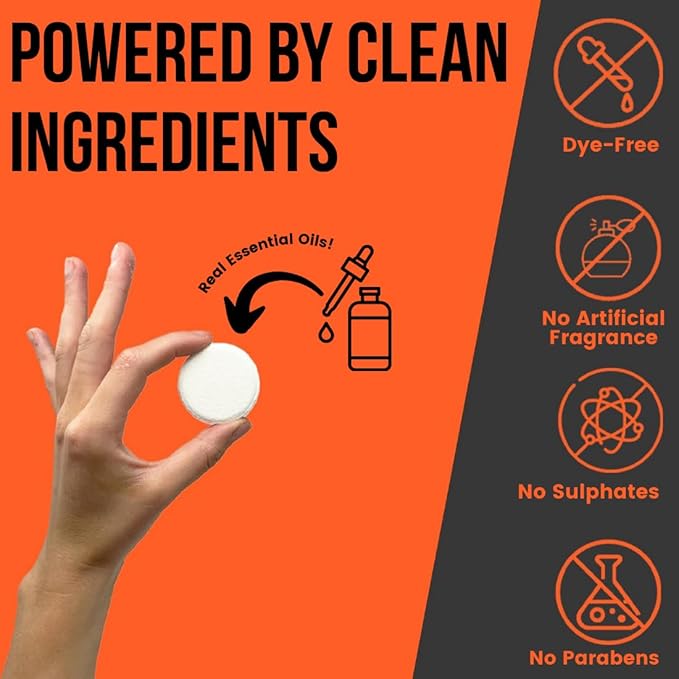 Pure Energizing Sport Shower Steamers - Natural Orange and Tea Tree Essential Oils, Made in USA, Energy Boost for Athletes, Mother’s Day Gifts for Runners, Relaxing Birthday Gifts for Self Care