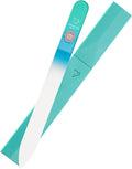 Bona Fide Beauty Glass Nail File with Case (Aqua) - 1 Piece Luxurious Gifts for Women, Crystal Etched Nail File for Natural Nails