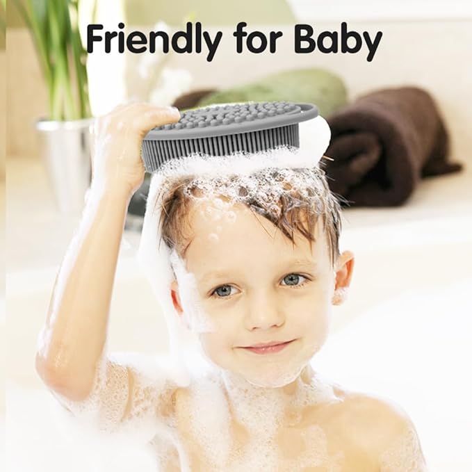 3 Pack Silicone Body Scrubber, Soft Silicone Loofah Silicone Body Brush Exfoliating Body Scrubber, Bath Shower Scrubber for Body, 2 in 1 Bath and Shampoo Wash Brush for Skin Exfoliation Men Women