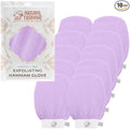 Natural Elephant Exfoliating Hammam Glove - Face and Body Exfoliator Mitt 5 and 10 Packs (Lovely Lilac (Pack of 10))